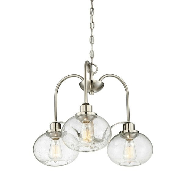 1 Bulb Chandelier Hanging Pendant LIght Brushed Nickel LED E27 60W Bulb Loops