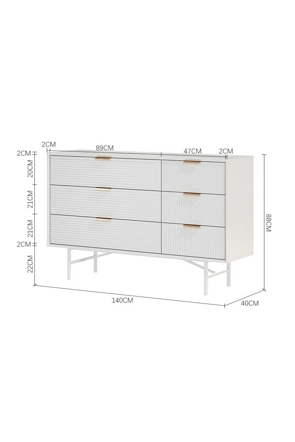 Living and Home 6-Drawer Freestanding Striped Storage Cabinet