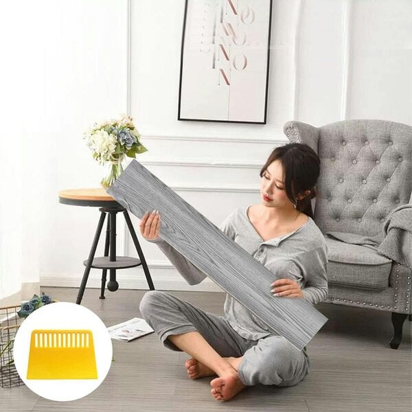 Havendro Floor Planks Tiles Self Adhesive Wood Effect Vinyl Flooring Kitchen Bathroom - grey