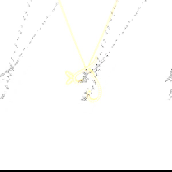 Say It With 1 Inch Winged Full CZ Stones Initial Necklace - 18ct Yellow Gold Plated