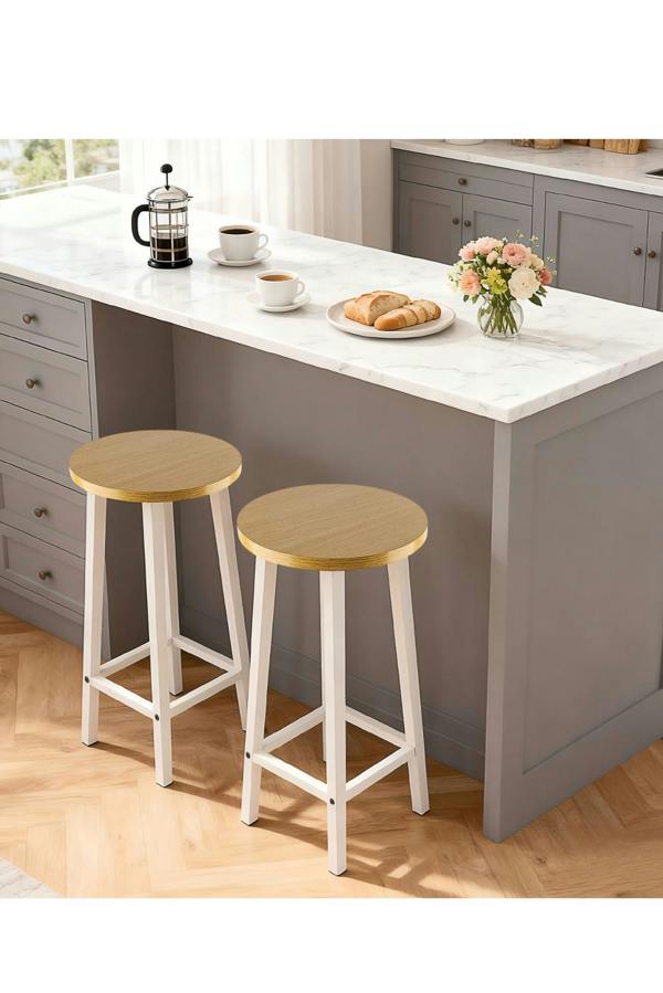 Groundlevel Set of 2 Wooden Bar Stools - Natural
