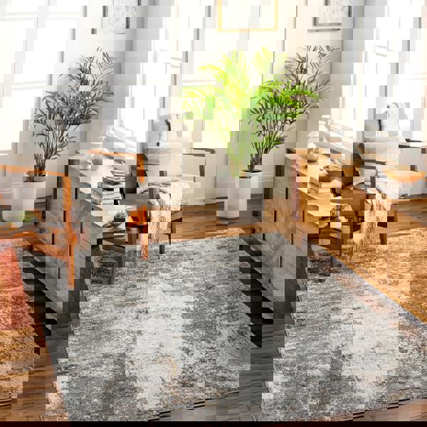 Livabliss San Francisco-Abstract Brown Grey Orange Modern Marble Rug