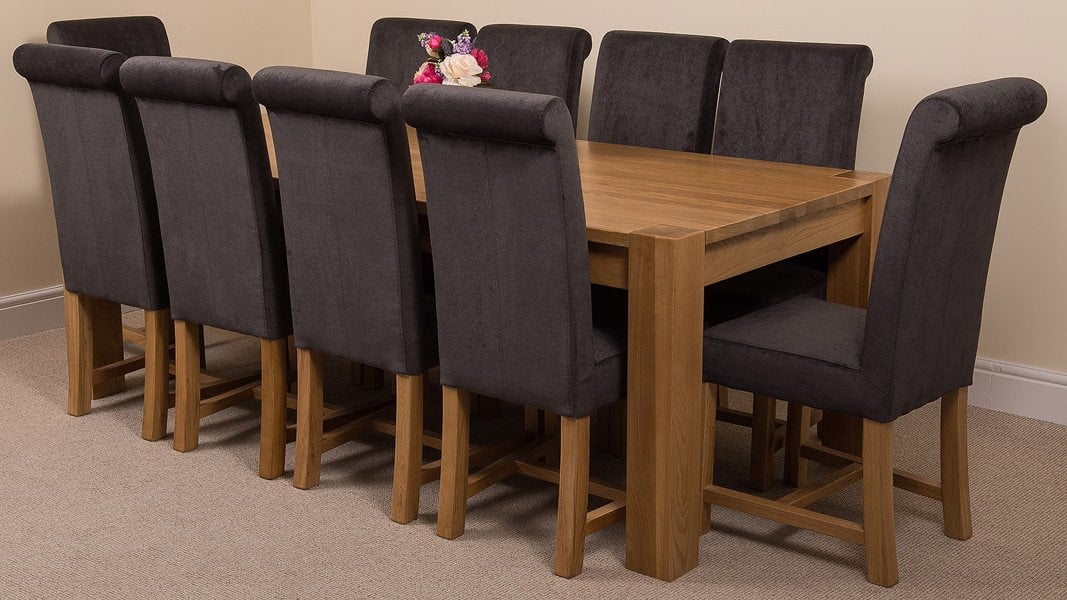 That's Furniture Kuba Extra Large Oak Dining Table with Washington Fabric Chairs