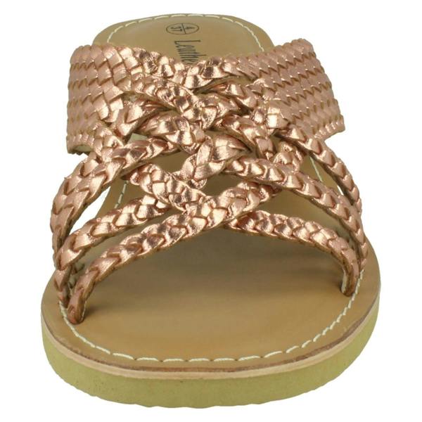Leather Collection Ladies Leather Collection Low Wedge Platform Sandals F00423