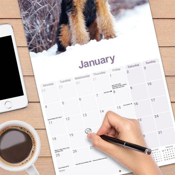 Airedale Terrier Calendar 2027, Wall Calendars, Month To View, Dogs, Gift