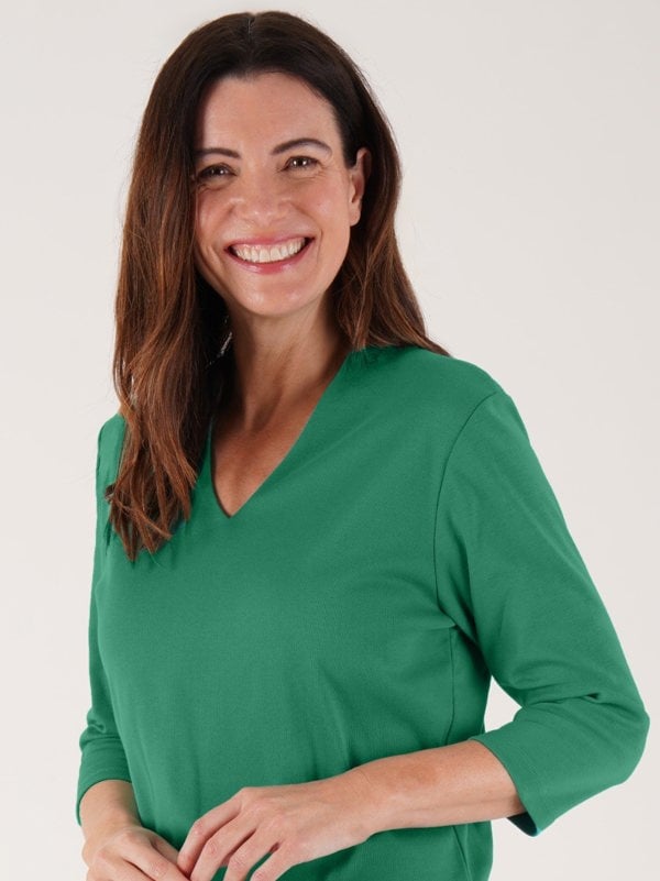 PennyPlain High Back V-neck Top - Jade