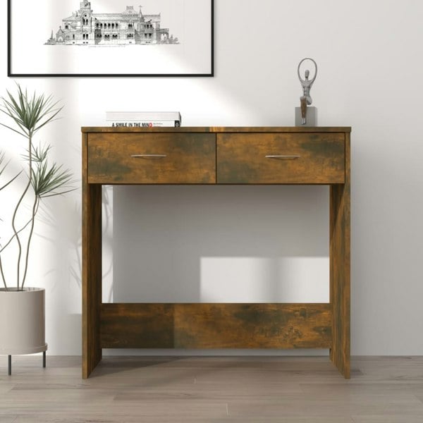 Berkfield Desk Smoked Oak 80x40x75 cm Engineered Wood