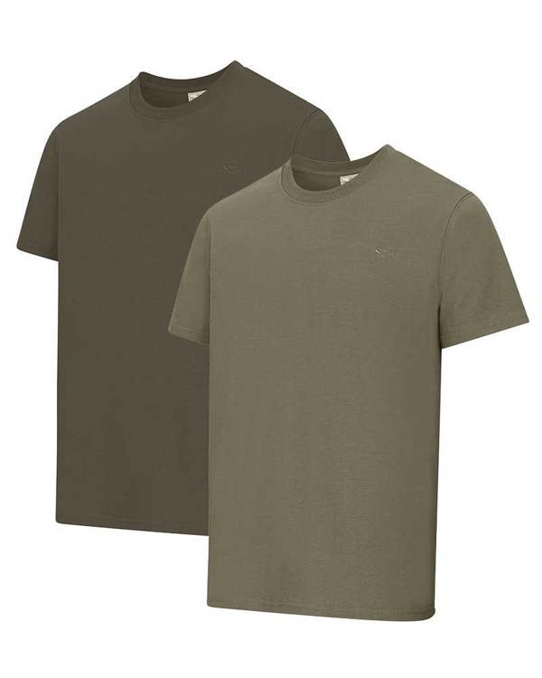 Hoggs of Fife Sandwood T Shirt twin pack in forest and lovat tones perfect for warm days in the field