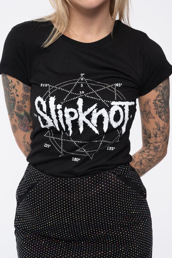 Slipknot Diamante Pentagram Skinny T Shirt