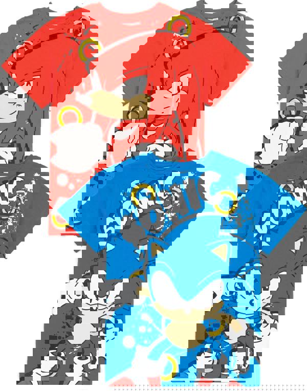 Sonic the Hedgehog Boys Multicoloured Sonic & Knuckles Multi-Pack of 2 Short-Sleeved T-Shirts