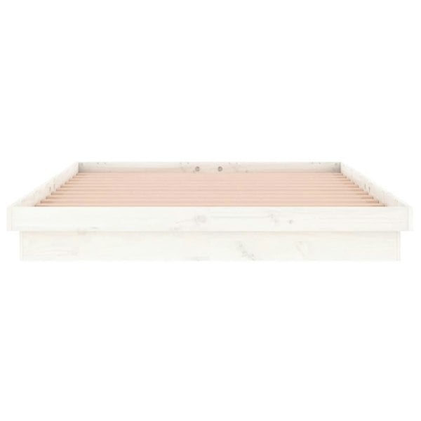 Berkfield LED Bed Frame White 140x190 cm Solid Wood