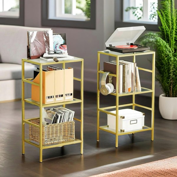 Rafaelo Mobilia Gold Glass 3 Tier Side Table