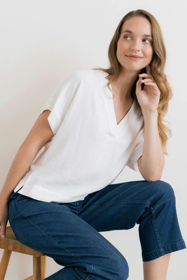 Orchard Linen Blend Shell Top White