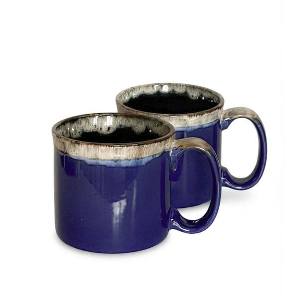 Royal blue reactive glaze mugs