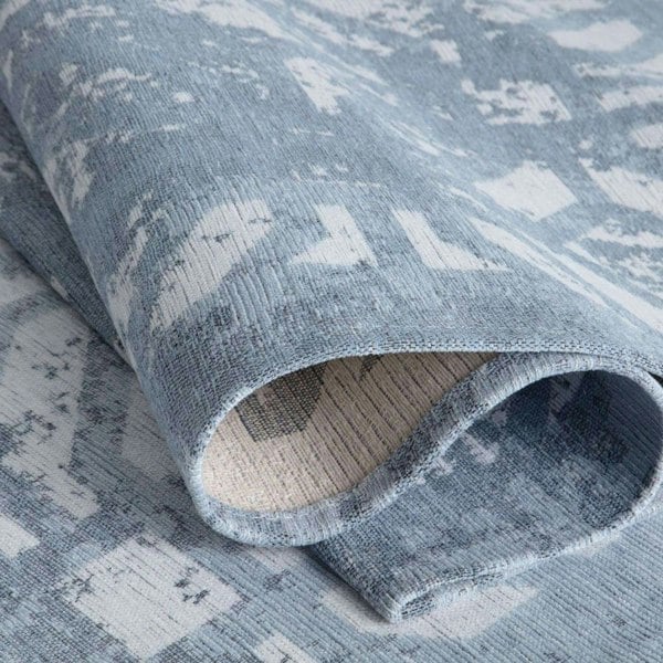 Machine Washable Flatweave Rug Geometric in Blue