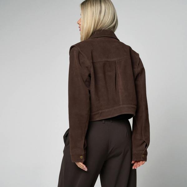 Women's Chocolate Cropped Suede Jacket