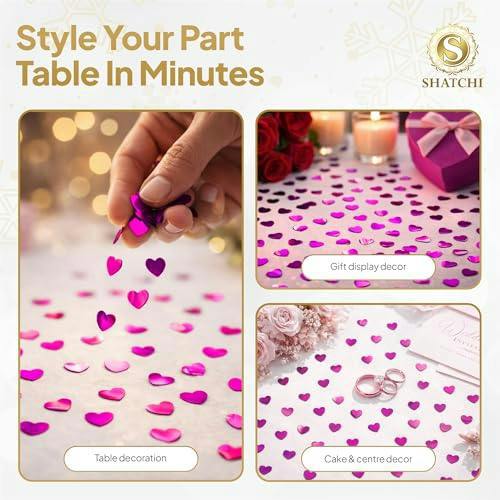 Hot Pink Heart Confetti Table Scatter for Birthday, Wedding and Valentine’s Decorating image 8