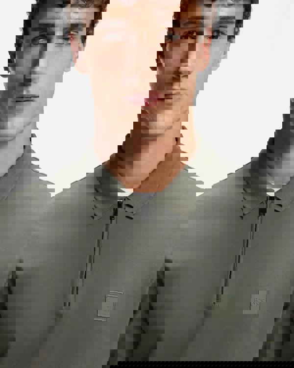 BOSS Orange Passerzip Mens Zip Placket Polo Shirt - Open Grey 076