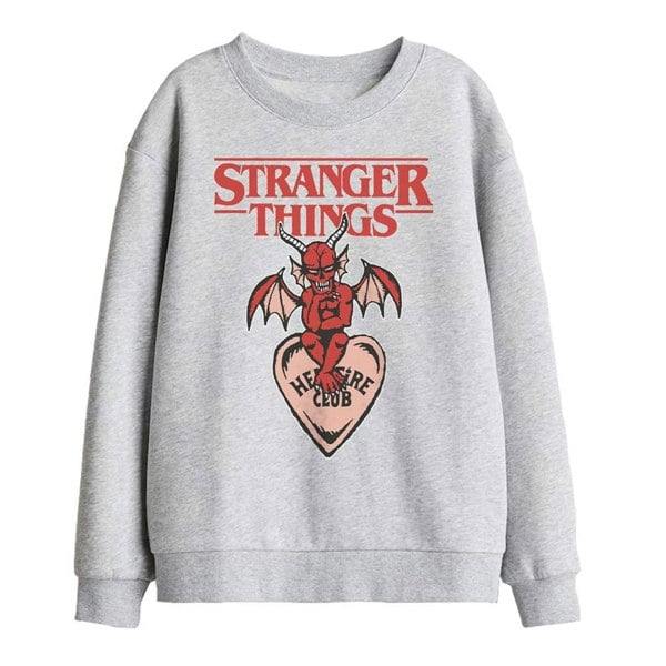 Stranger Things Kids Hellfire Heart Sweatshirt - Athletic Heather