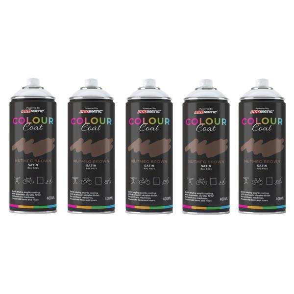 Colour Coat 5X Nutmeg Brown RAL 8025 Satin Spray Paint 400ml