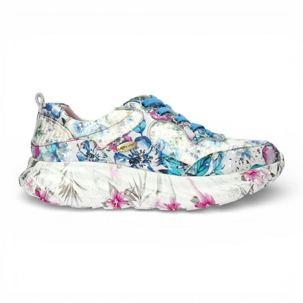 Laura Vita Sofiao 07 - Women's Blue Floral Leather Platform Sneakers