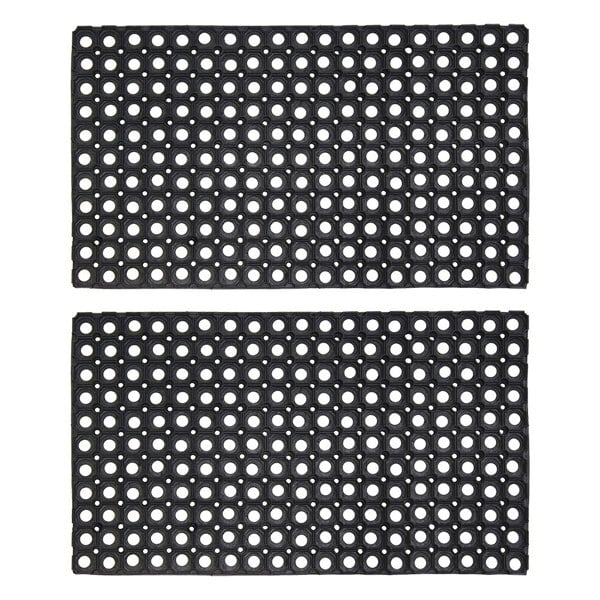 JVL Rondo Rubber Ring Heavy Duty Outdoor Contract Door Mat, Black, 50x100cm - Set of 2