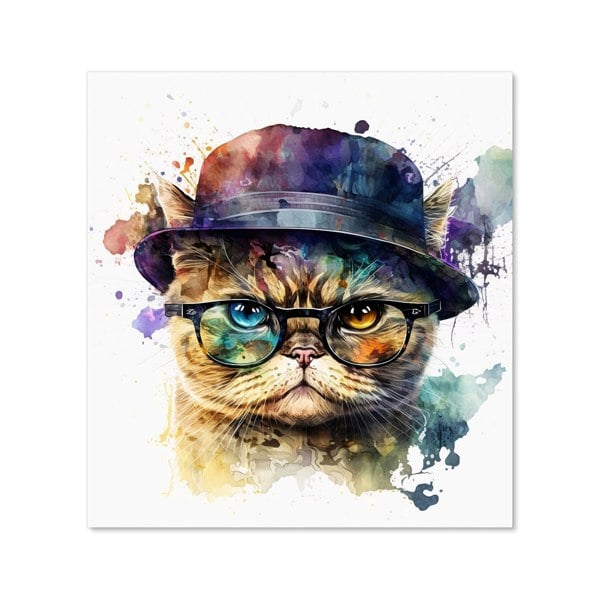 Warren Reed - Designer Shorthair Cat With Glasses Splashart Kitchen Splashback