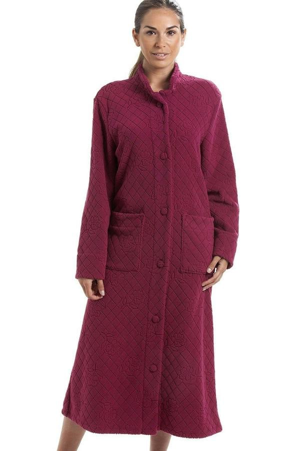 Womens Soft Fleece Floral Full Length Button Up Housecoats