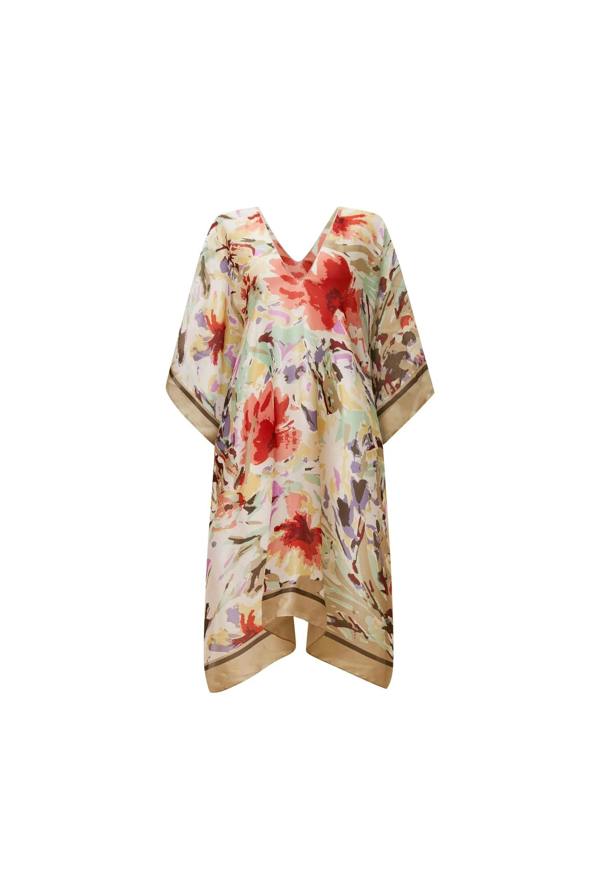 James Lakeland Beige Floral Mosaic Kaftan