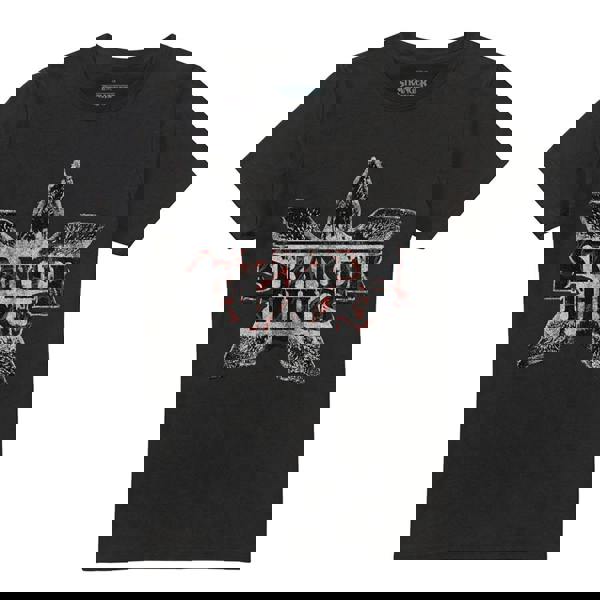 Stranger Things Unisex Adult Demogorgon Flower Logo T-Shirt - Black - 