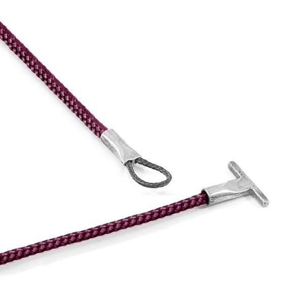 Anchor & Crew Aubergine Purple Cambridge Silver and Rope Bracelet