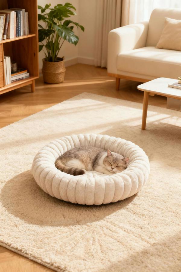 Living and Home Warm & Cosy White Round Pet Bed