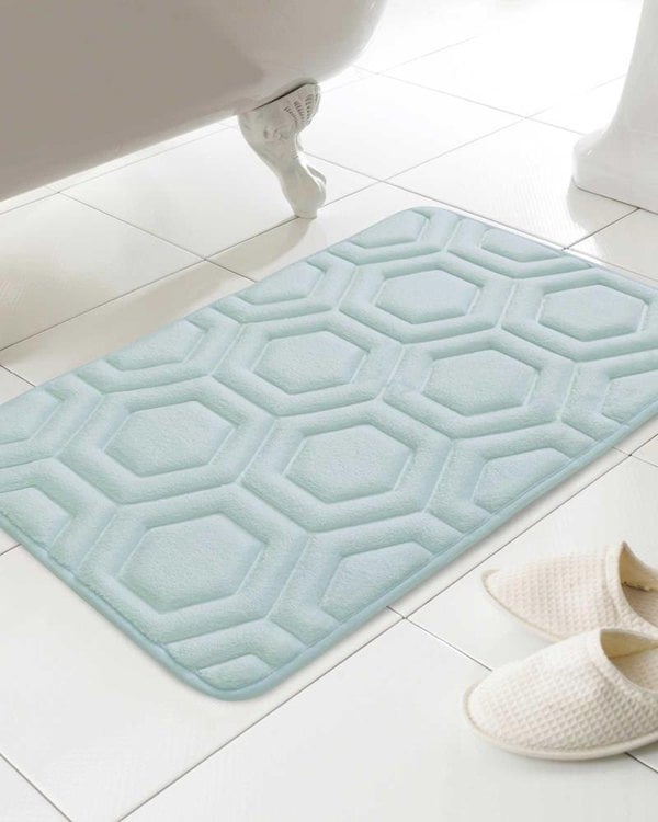 Country Club Geo Design Duck Egg Bath Mat