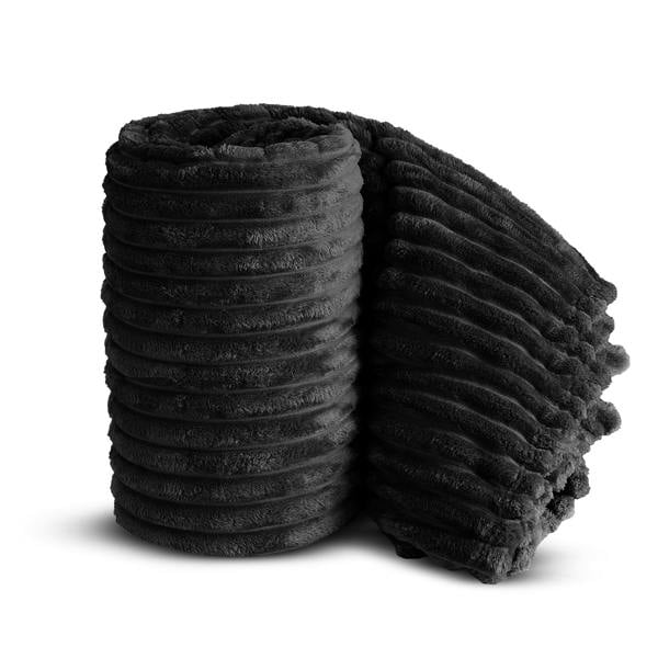Velosso Cosy Fabric Thermal Plush Blanket - Cord Ribbed Design Sofa Throw in Modern Style