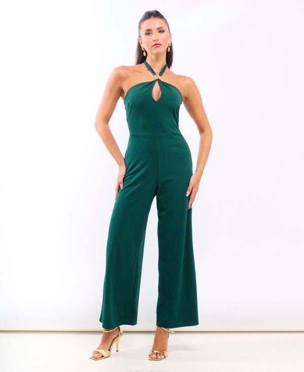 Needs No Label Green Hardware Halterneck Jumpsuit