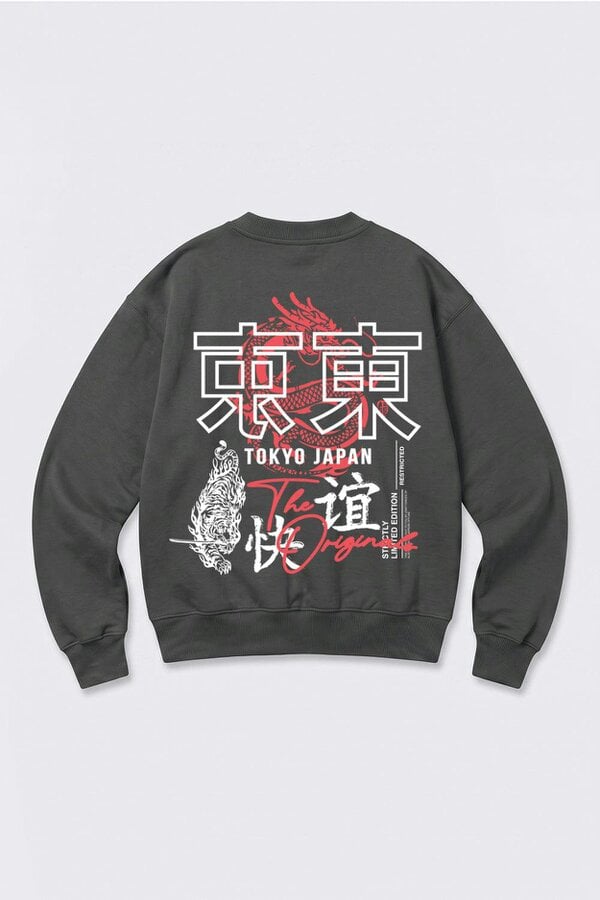London Attitude Relaxed Fit Tokyo Dragon & Tiger Sweatshirt