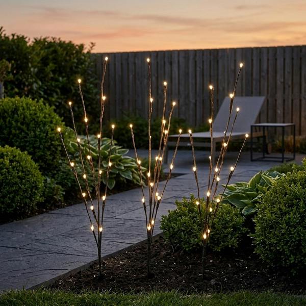 Garden Greatness Trio White Light Twig Pathway Stake Lights