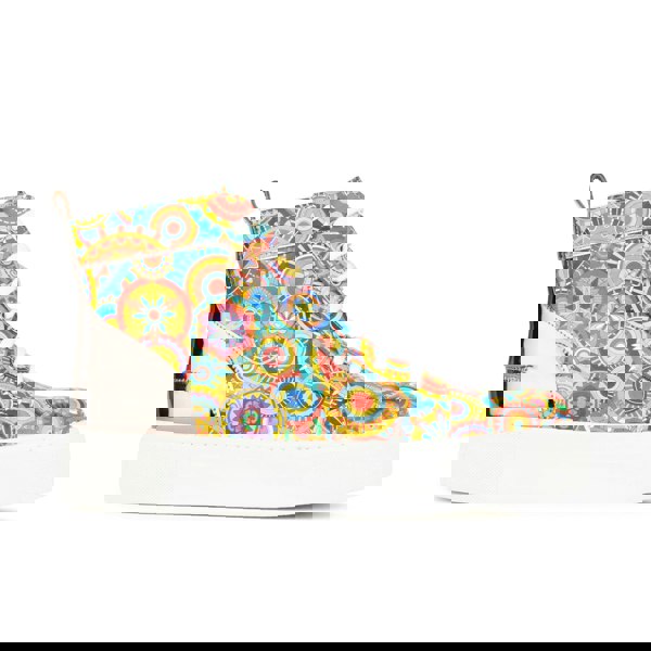 Embassy London Camila High - Signature Print - Women's platform sole leather high-top metallic detail trainer