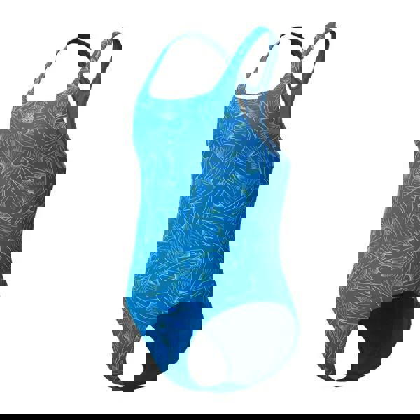 Blue floral Speedo Girls Hyperboom Allover Medalist swimsuit