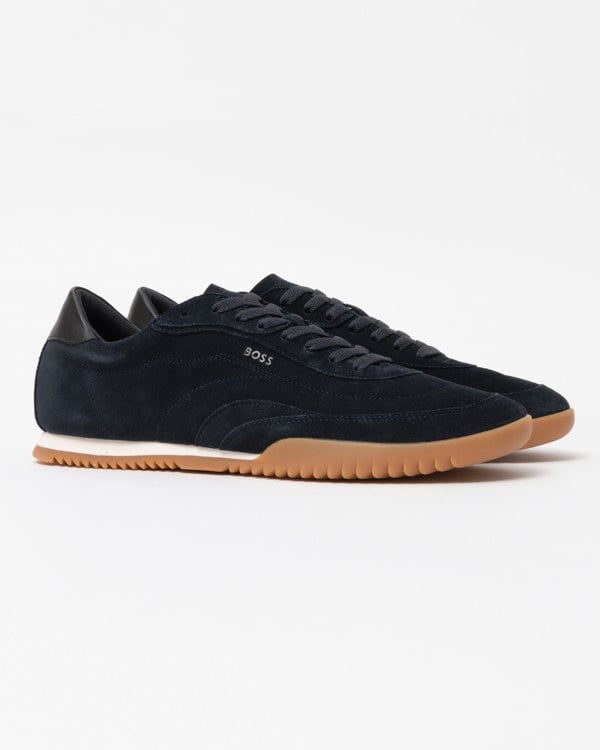 BOSS Orange Careton Mens Low-top trainers in suede and leather - Dark Blue 401