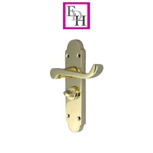 EDH Door Hardware Epsom Victorian Scroll Brass Plated Privacy Bathroom Modern Door Handles 2 Pairs