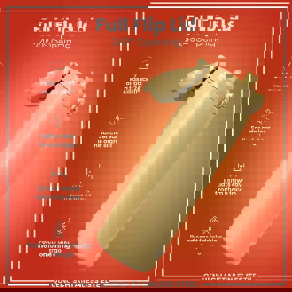 ION8 Leak Proof 1 Litre Water Bottle, Stainless Steel, Desert, 1L