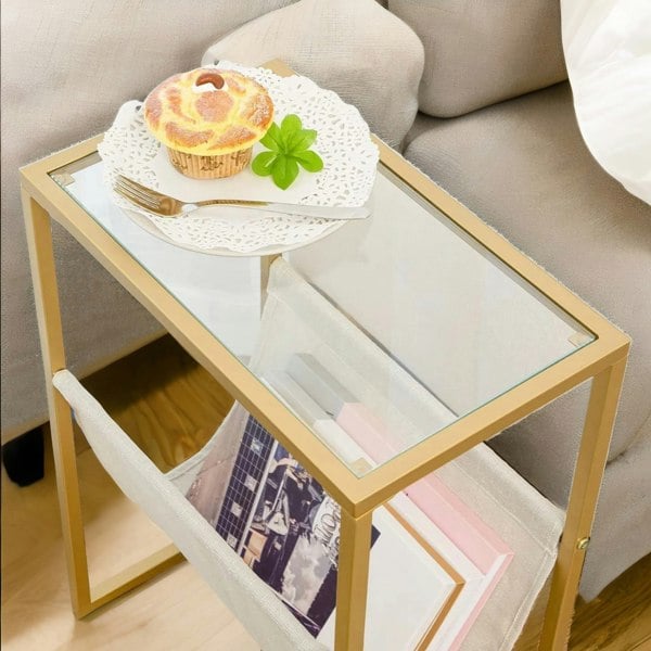 Rafaelo Mobilia Sofa End Table with Fabric Magazine Holder