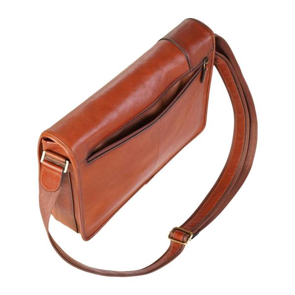 Infinity Leather Genuine Leather Laptop Satchel Messenger Shoulder Bag - Astor