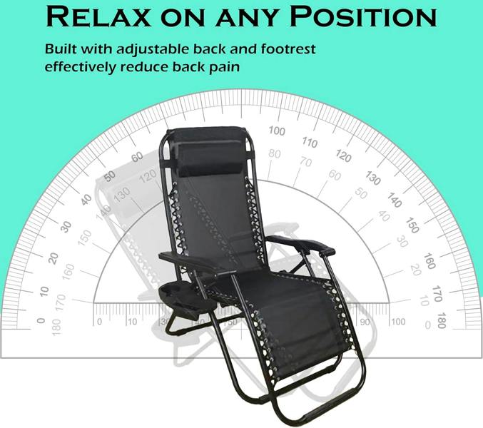 Shatchi Gravity Chair Heavy Duty Textoline Outdoor & Garden Folding Reclining Patio Chair,1pc