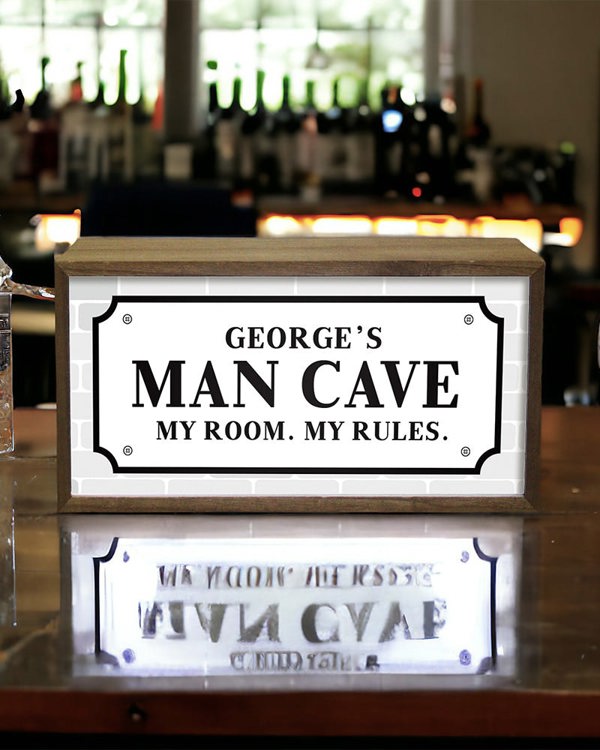 Personalised LED Light Box – Man Cave Brickwork Sign for Him