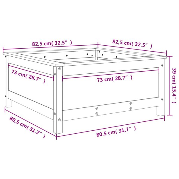 Berkfield Garden Planter Grey 82.5x82.5x39 cm Solid Wood Pine