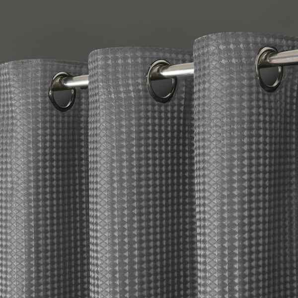 Velosso Waffle Weave Total Blackout Jacquard Eyelet Header Curtains - 117cm x 137cm