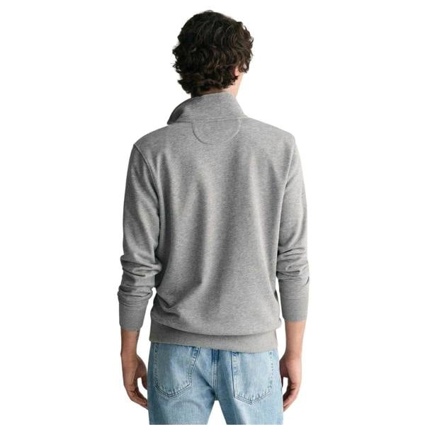 Gant Mens Embroidered Logo Half Zip Sweatshirt - Grey - 
