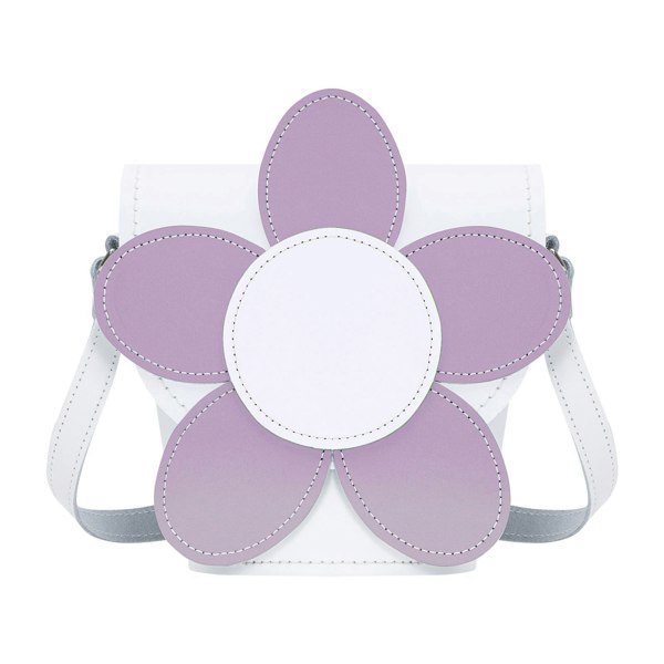 White & Violet Daisy Leather Novelty Bag - Novelty Bag - Zatchels